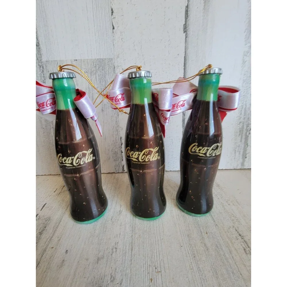 Vintage plastic Coca-Cola‎ bottle ornament Xmas set coke